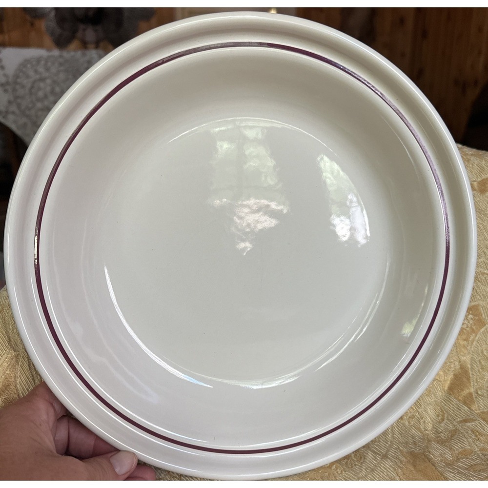 Longaberger Pottery Woven Traditions Classic Beige Red 10" Pie Baking Plate USA - Picture 3 of 6